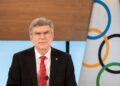 This handout picture taken and released on March 10, 2021 by the International Olympic Committee shows IOC president Thomas Bach during the 137th IOC Session held virtually in Lausanne. - Thomas Bach was on March 10, 2021 re-elected as president of the International Olympic Committee (IOC) for a final four-year term. Bach received unanimous backing in the election in which he was the sole candidate, with 93 of the 94 valid votes from IOC members in favour of his re-election. (Photo by Greg MARTIN / OIS/IOC / AFP) / RESTRICTED TO EDITORIAL USE - MANDATORY CREDIT "AFP PHOTO / IOC / GREG MARTIN" - NO MARKETING NO ADVERTISING CAMPAIGNS - DISTRIBUTED AS A SERVICE TO CLIENTS