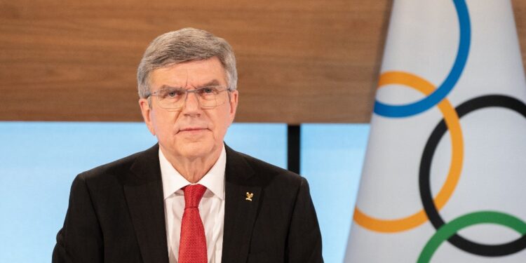 This handout picture taken and released on March 10, 2021 by the International Olympic Committee shows IOC president Thomas Bach during the 137th IOC Session held virtually in Lausanne. - Thomas Bach was on March 10, 2021 re-elected as president of the International Olympic Committee (IOC) for a final four-year term. Bach received unanimous backing in the election in which he was the sole candidate, with 93 of the 94 valid votes from IOC members in favour of his re-election. (Photo by Greg MARTIN / OIS/IOC / AFP) / RESTRICTED TO EDITORIAL USE - MANDATORY CREDIT "AFP PHOTO / IOC / GREG MARTIN" - NO MARKETING NO ADVERTISING CAMPAIGNS - DISTRIBUTED AS A SERVICE TO CLIENTS