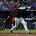KANSAS CITY, MISSOURI - JULY 16: Pedro Severino #28 of the Baltimore Orioles hits a double in the fifth inning against the Kansas City Royals at Kauffman Stadium on July 16, 2021 in Kansas City, Missouri.   Ed Zurga/Getty Images/AFP (Photo by Ed Zurga / GETTY IMAGES NORTH AMERICA / Getty Images via AFP)